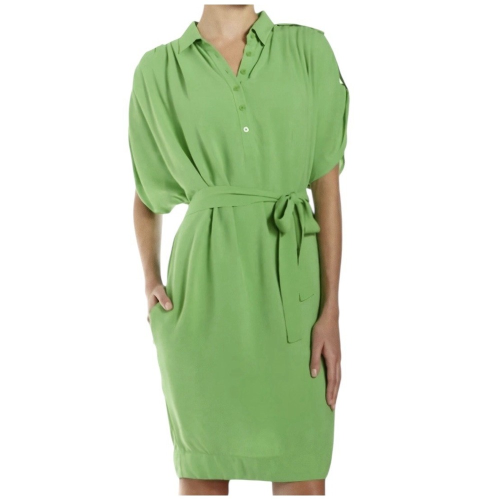 Diane Von Furstenberg DVF Karin Shirt Dress Women Size 6 Silk Midi Short Sleeve